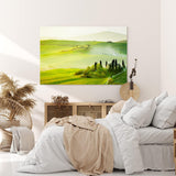 Paul Sinus Wandbild 120x80cm Toskana Landschaft Italien Finca Morgentau Grün