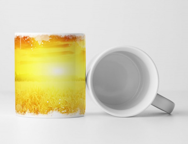 Paul Sinus Art Tasse Geschenk Landschaftsfotografie – Schöner Sonnenaufgang über einem Weizenfeld