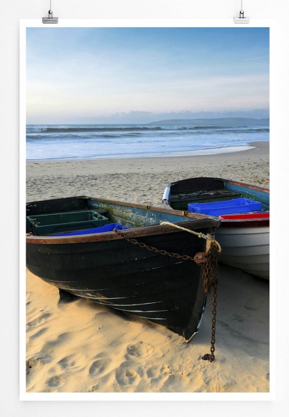 Paul Sinus Art 60x90cm Landschaftsfotografie Poster Boote am Strand