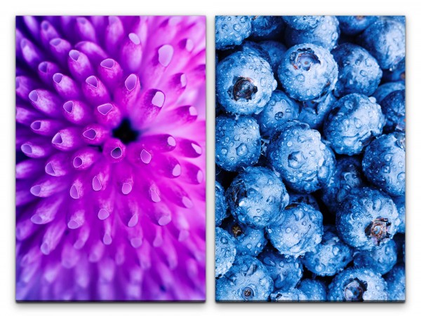 Paul Sinus Art 2 Bilder je 60x90cm Blaubeeren Wassertropfen Frisch Intensiv Früchte Fotokunst Makrofotografie