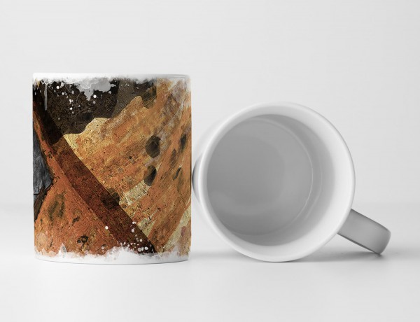 Paul Sinus Art Tasse Geschenk dunkelbraun,sandbraun-peru farbige Abstraktion