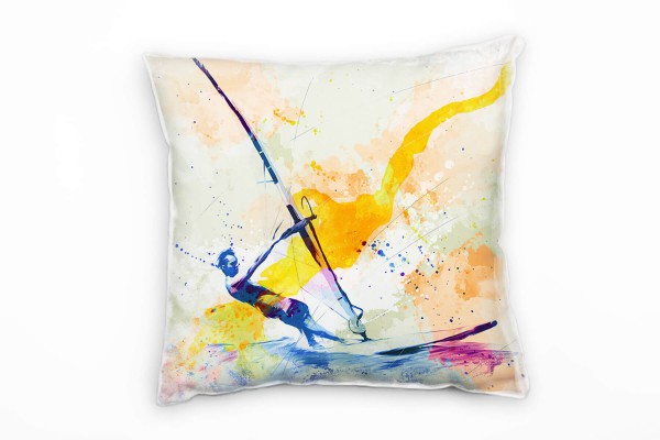 Paul Sinus Art Windsurfer III Deko Kissen Bezug 40x40cm für Couch Sofa Lounge Zierkissen