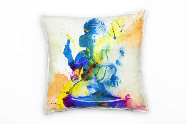 Paul Sinus Art Ganesha Deko Kissen Bezug 40x40cm für Couch Sofa Lounge Zierkissen