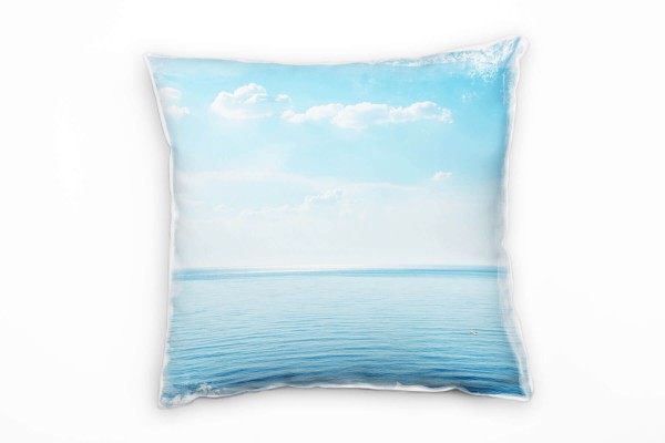 Paul Sinus Art Meer, blau, weiß, Wolken, glatte Wasseroberfläche Deko Kissen 40x40cm für Couch Sofa Lounge Zierkiss