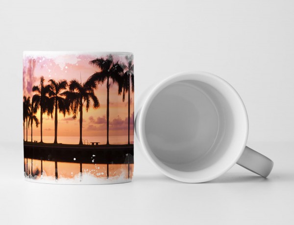 Paul Sinus Art Tasse Geschenk Landschaftsfotografie – Palmenreihe beim Sonnenaufgang