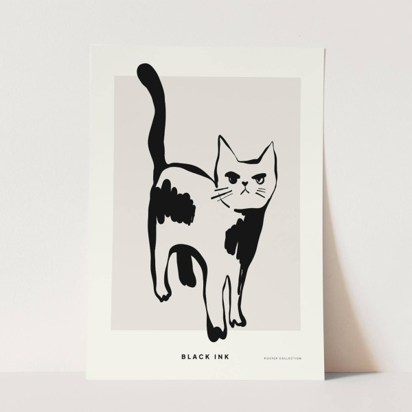 Paul Sinus Art Black Ink dekorative Illustration Modern schwarze Katze