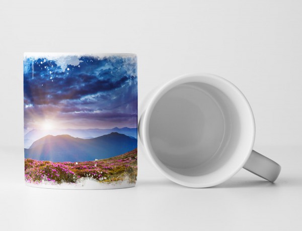 Paul Sinus Art Tasse Geschenk Landschaftsfotografie – Blumenwiese in den Bergen Ukraine