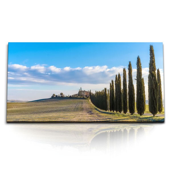 Paul Sinus Art Kunstdruck Bilder 120x60cm Toskanische Landschaft Italien Bäume Finca