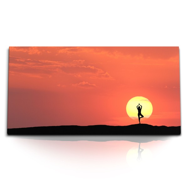 Paul Sinus Art Kunstdruck Bilder 120x60cm Sonne roter Himmel Sonnenuntergang Joga Natur