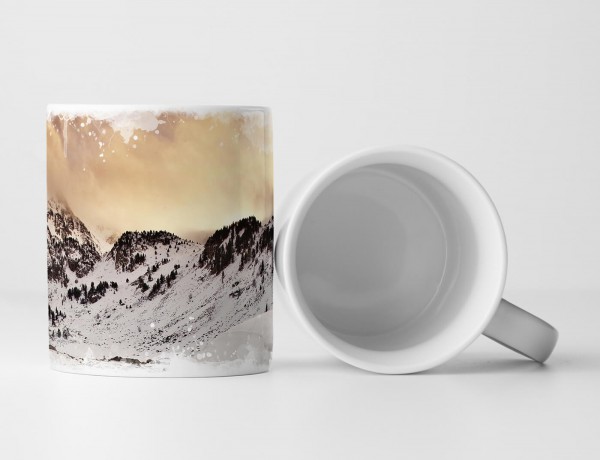 Paul Sinus Art Tasse Geschenk Landschaftsfotografie – Gebirgslandschaft mit Schnee und See