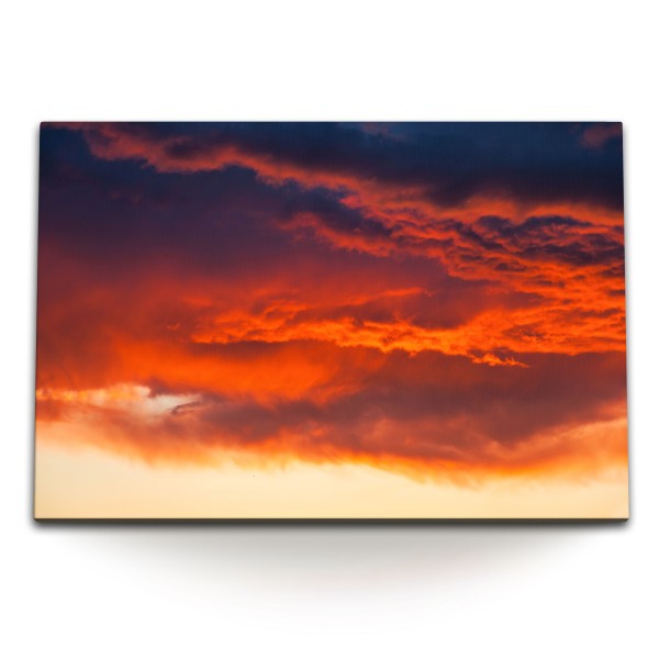 Paul Sinus Art 120x80cm Wandbild auf Leinwand Roter Himmel Wolken Abendrot Rot