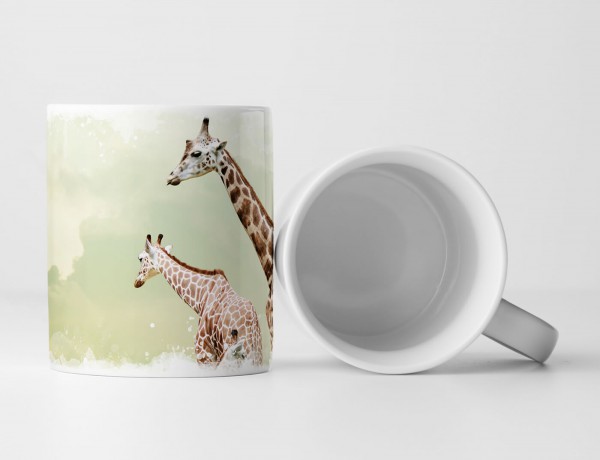 Paul Sinus Art Tasse Geschenk Tierfotografie – Drei Giraffen beim Ausruhen