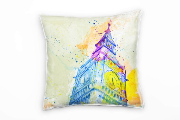 Paul Sinus Art Big Ben Deko Kissen Bezug 40x40cm für Couch Sofa Lounge Zierkissen