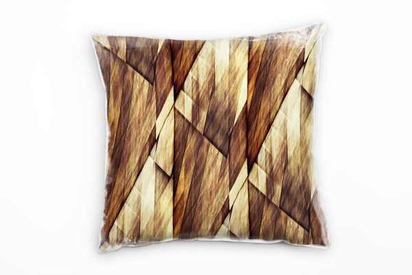 Paul Sinus Art Abstrakt, Holz, braun Deko Kissen 40x40cm für Couch Sofa Lounge Zierkissen