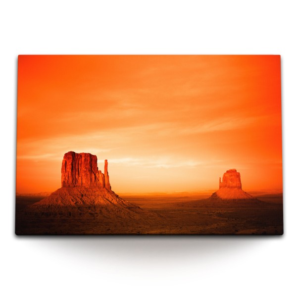 Paul Sinus Art 120x80cm Wandbild auf Leinwand Grand Canyon USA roter Himmel Abendrot Felsen