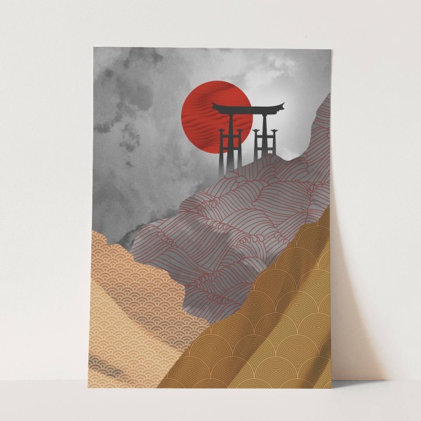 Paul Sinus Art Japan Motiv Tempel abstrakte Landschaft Berge Natur