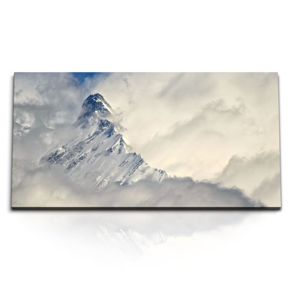 Paul Sinus Art Kunstdruck Bilder 120x60cm Berggipfel Schnee Bergspitze Wolken Berg