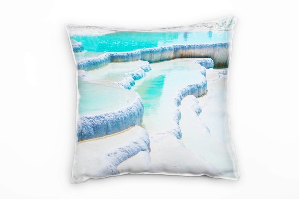 Paul Sinus Art künstlerische Fotografie, türkis, Felsen Deko Kissen 40x40cm für Couch Sofa Lounge Zierkissen