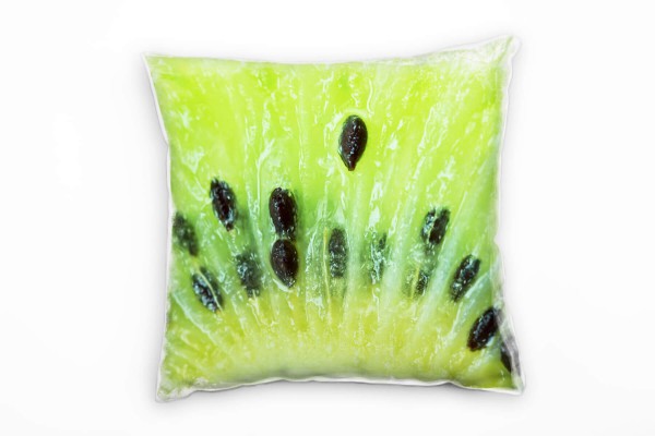 Paul Sinus Art Macro, grün, schwarz, Kiwi Deko Kissen 40x40cm für Couch Sofa Lounge Zierkissen