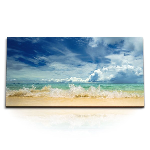 Paul Sinus Art Kunstdruck Bilder 120x60cm Meer Strand Blau weiße Wolken Sommer Horizont