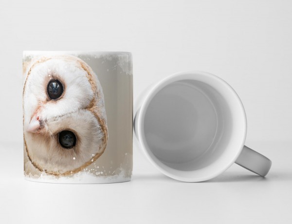 Paul Sinus Art Tasse Geschenk Tierfotografie – Süße Schleiereule mit geneigtem Köpfchen