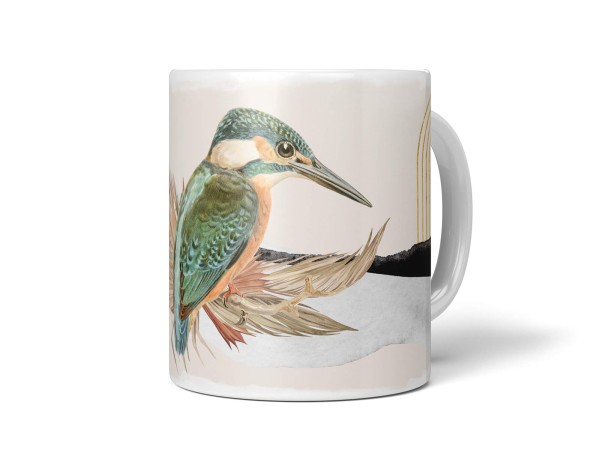 Paul Sinus Art Dekorative Tasse mit schönem Vogel Motiv Singvogel Design Kunstvoll Pastelltöne