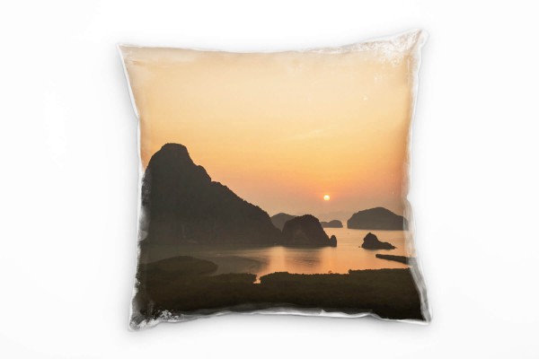 Paul Sinus Art Meer, Sonnenuntergang, Thailand, orange Deko Kissen 40x40cm für Couch Sofa Lounge Zierkissen