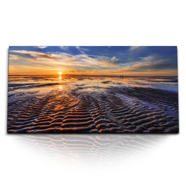 Paul Sinus Art Kunstdruck Bilder 120x60cm Ebbe Horizont Sonnenuntergang Abendrot Meer