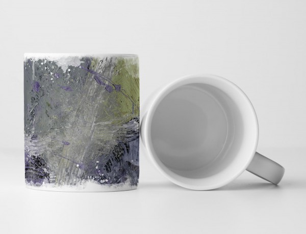 Paul Sinus Art Tasse Geschenk grau, blauviolett, olivgrüne Abstraktion