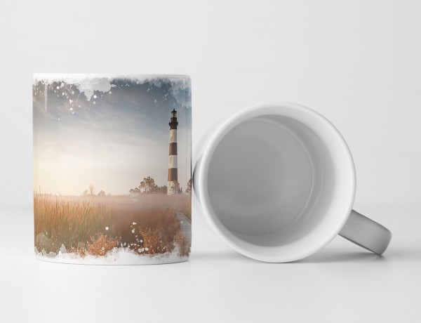 Paul Sinus Art Tasse Geschenk Landschaftsfotografie – Alter Leuchtturm im Herbstnebel USA