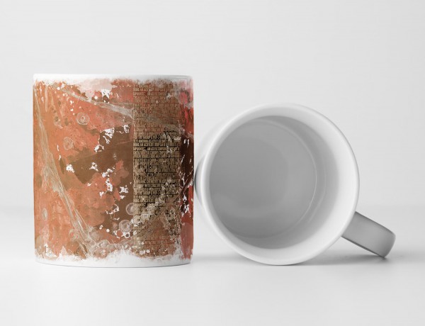 Paul Sinus Art Tasse Geschenk hell korallenrote Grundierung, schwarz-weiße Abstraktionen + Aufschrift