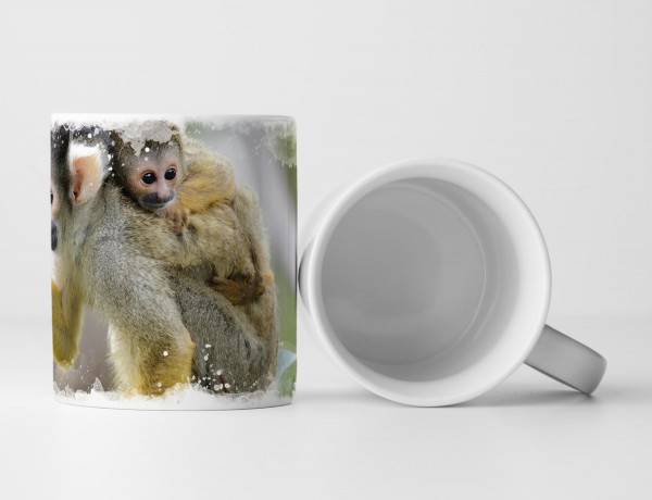 Paul Sinus Art Tasse Geschenk Tierfotografie – Affenmutter mit Baby