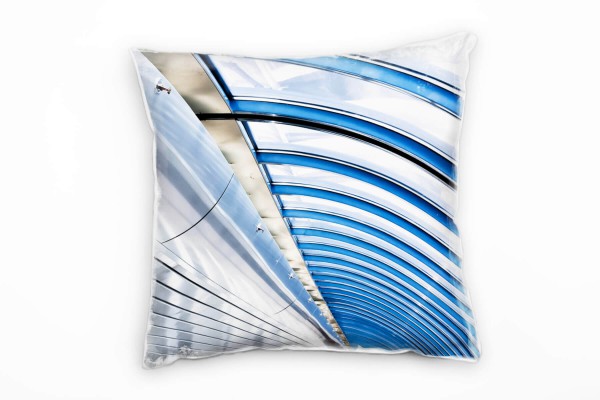 Paul Sinus Art Urban und City, silber, blau, Flughafen, futuristisch Deko Kissen 40x40cm für Couch Sofa Lounge Zier