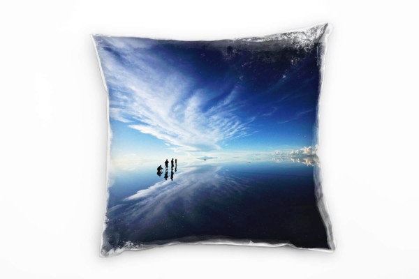 Paul Sinus Art künstlerische Fotografie, türkis, blau, weiß Deko Kissen 40x40cm für Couch Sofa Lounge Zierkissen