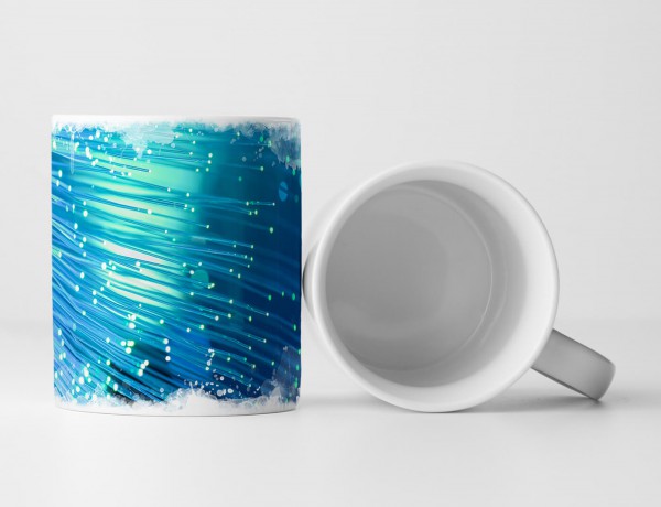 Paul Sinus Art Tasse Geschenk Fotografie – Licht in blauen Glasfasern