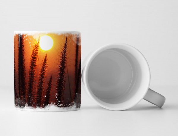 Paul Sinus Art Tasse Geschenk Naturfotografie – Grashalme bei Sonnenaufgang