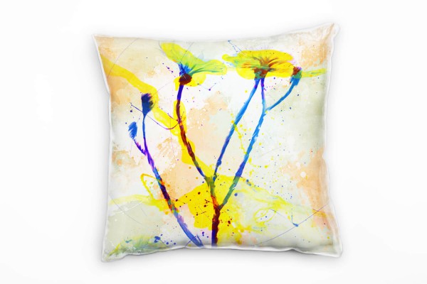 Paul Sinus Art Blumen X Deko Kissen Bezug 40x40cm für Couch Sofa Lounge Zierkissen