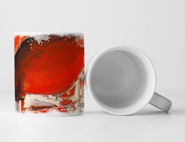 Paul Sinus Art Tasse Geschenk Abstraktes Bild einer roten Stadt