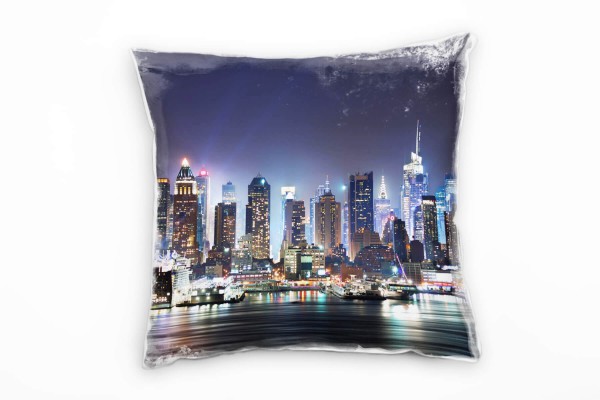 Paul Sinus Art Urban und City, bunt, New York, Manhattan, Nacht Deko Kissen 40x40cm für Couch Sofa Lounge Zierkisse