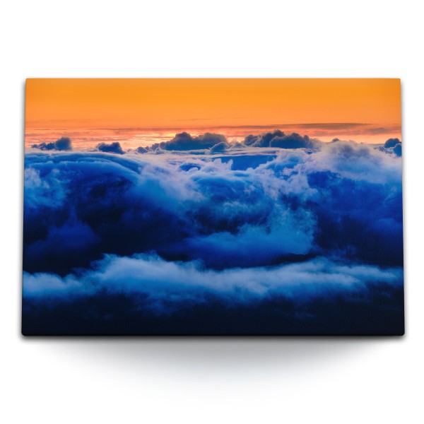 Paul Sinus Art 120x80cm Wandbild auf Leinwand Über den Wolken Himmel Sonnenuntergang Abendrot