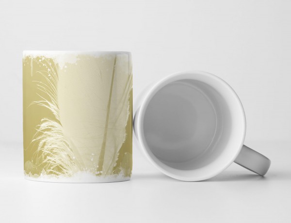 Paul Sinus Art Tasse Geschenk Naturfotografie – Weiße Feder vor ockerfarbenen Grund