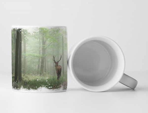 Paul Sinus Art Tasse Geschenk Rentier im nebligen Wald