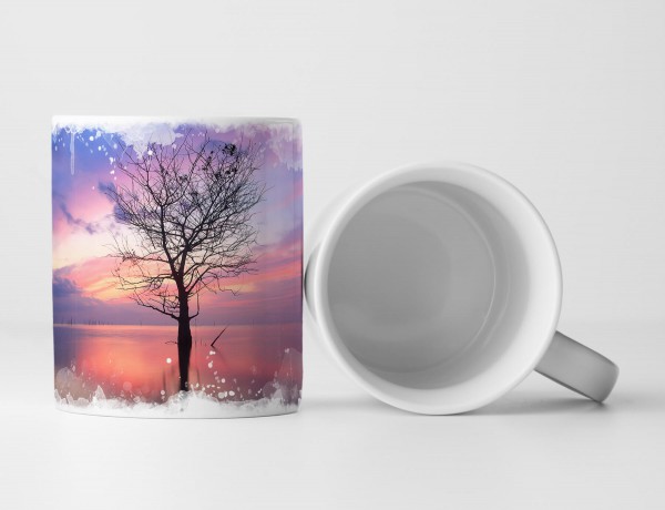 Paul Sinus Art Tasse Geschenk Einsamer Baum auf dem Wasser