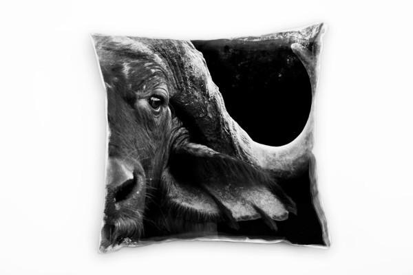 Paul Sinus Art Tiere, Elefant, schwarz, grau Deko Kissen 40x40cm für Couch Sofa Lounge Zierkissen