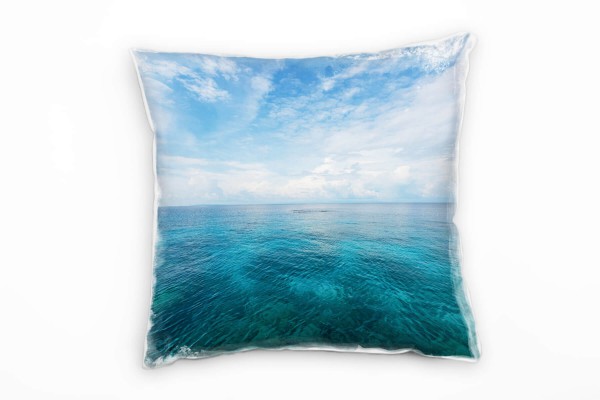 Paul Sinus Art Strand und Meer, Türkises Wasser, hellblauer Himmel Deko Kissen 40x40cm für Couch Sofa Lounge Zierki