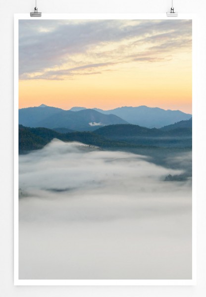 Paul Sinus Art Landschaftsfotografie 60x90cm Poster Nebel im Gebirge bei Sonnenaufgang