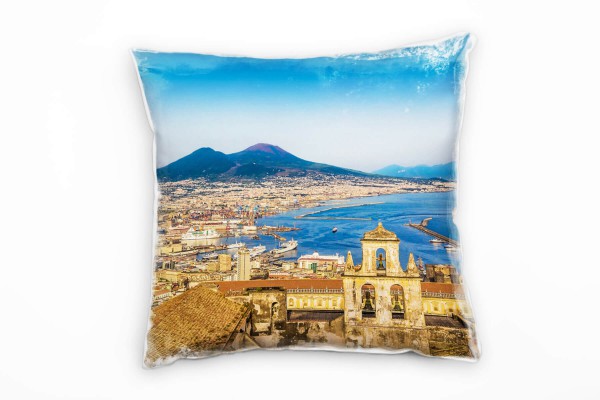 Paul Sinus Art City, Sonnenuntergang, Italien, braun, blau Deko Kissen 40x40cm für Couch Sofa Lounge Zierkissen