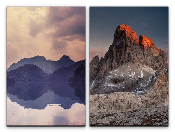 Paul Sinus Art 2 Bilder je 60x90cm Dolomiten Bergsee Natur Reflexion Klarheit Ruhe Stille