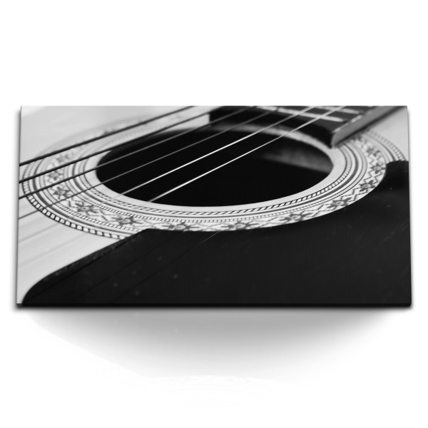 Paul Sinus Art Kunstdruck Bilder 120x60cm Gitarre Gitarrensaiten Schwarz Weiß Aufnahmestudio