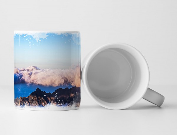 Paul Sinus Art Tasse Geschenk Landschaftsfotografie – Wolkenhimmel über malerischem Gebirge